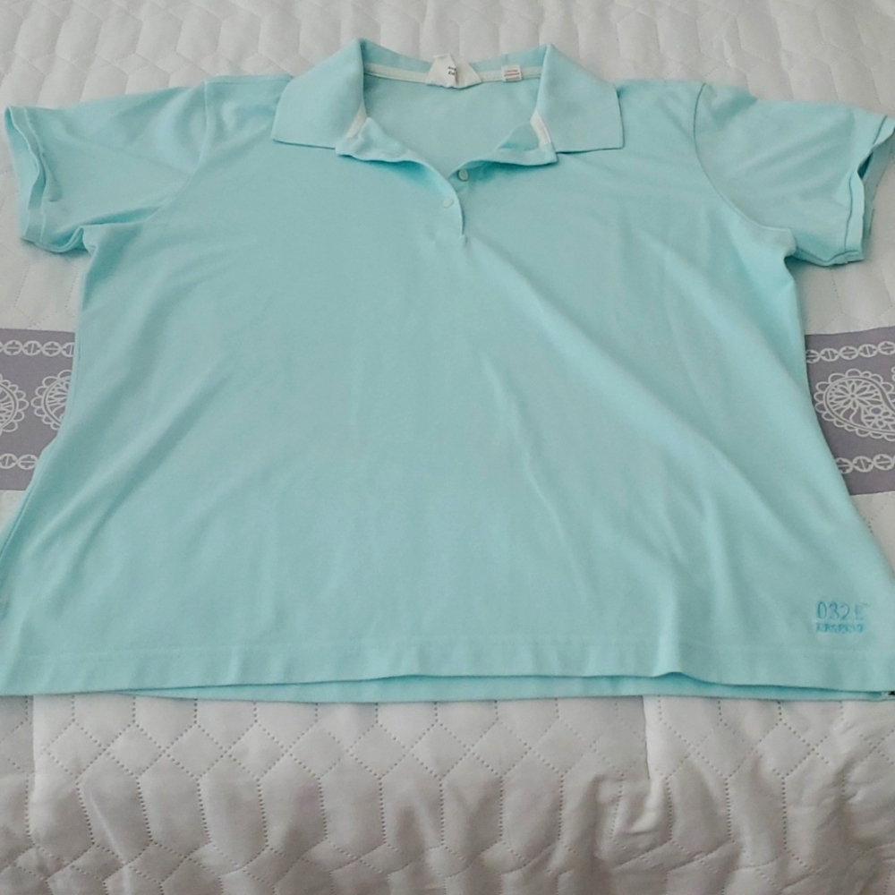Women's collared Light blue shirt, 55% cotton, 45% polyester